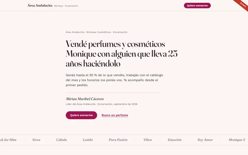 Monique · Área Andalucita demo